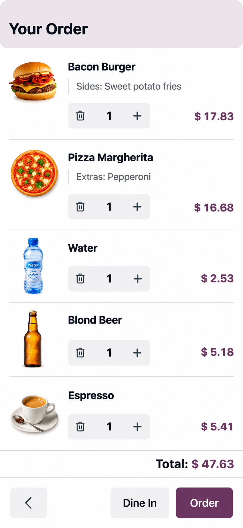 Pedido desde dispositivo móvil